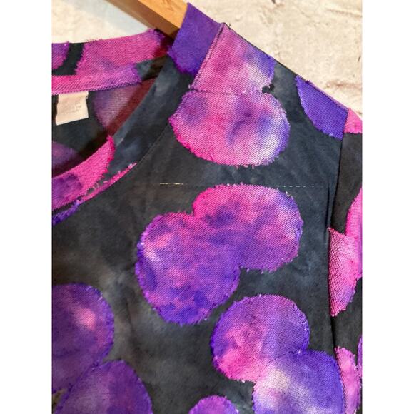 LOGO Lori Goldstein Tunic Top Womens‎ Large Purple Watercolor Tetured Polka Dots - Picture 6 of 15